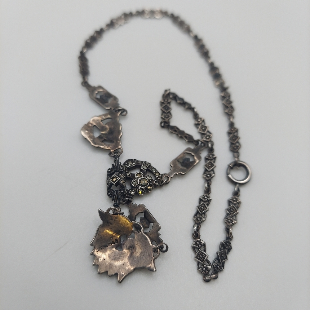 Art Deco Sterling Silver & Marcasite 8" Necklace. - Picture 8 of 16